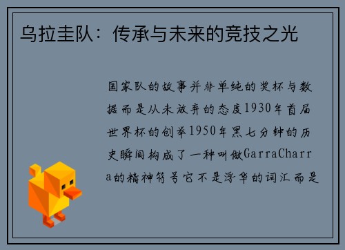 乌拉圭队：传承与未来的竞技之光